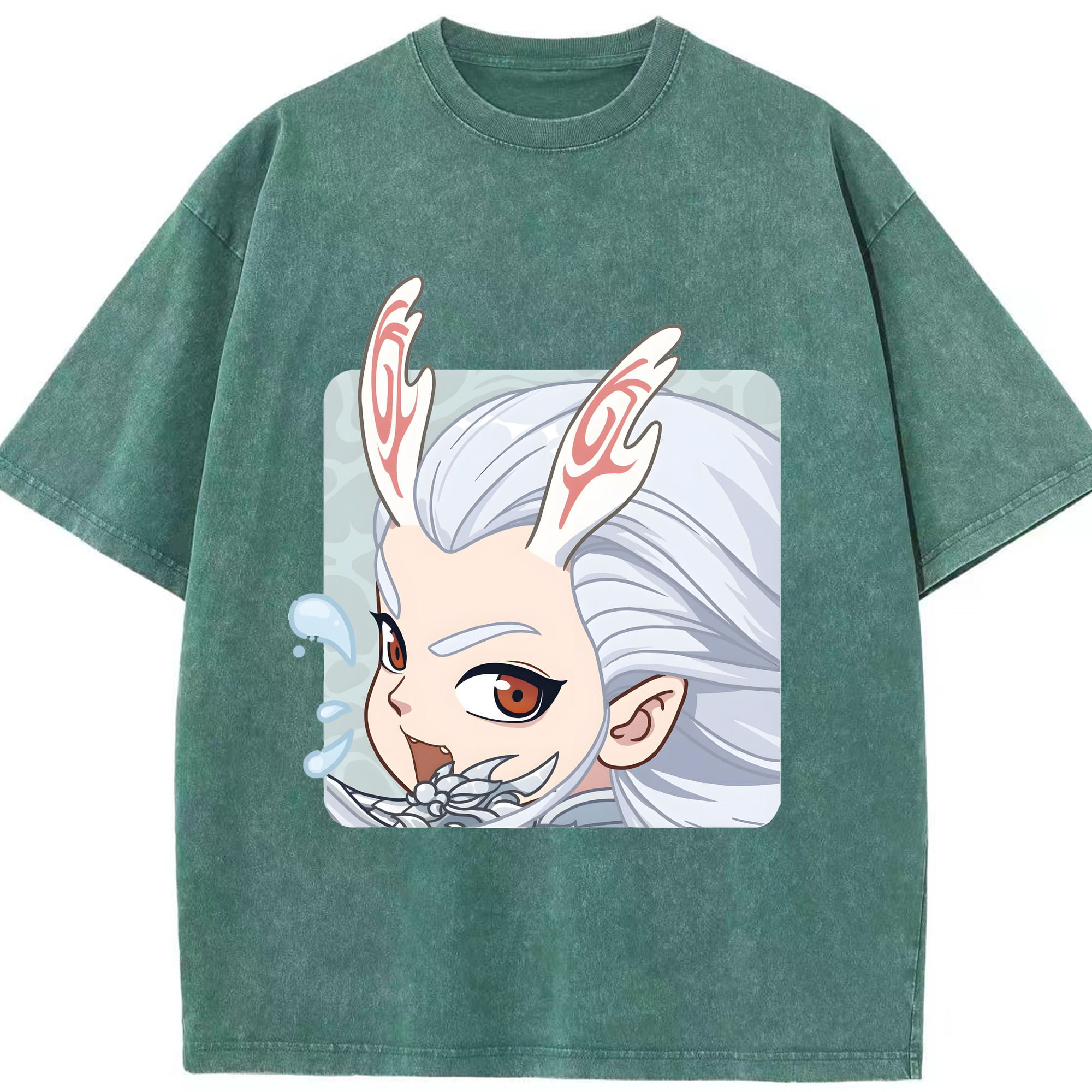 （画像用） Ne Zha 2 ナタ 魔童の大暴れ 綿100% ヴィンテージ風 半袖Tシャツ（フロントプリント）